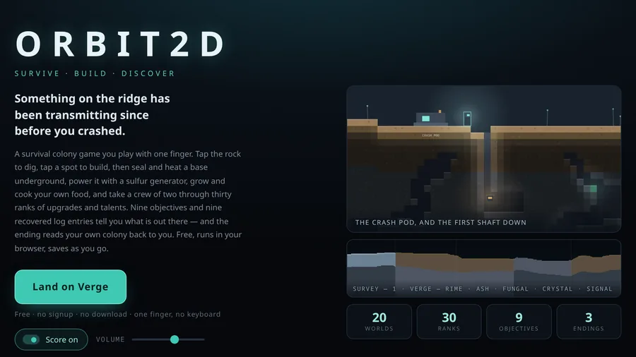 The Orbit2D title screen on a phone