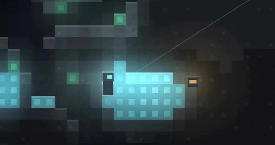 A crew member beside a glowing crystal seam deep underground in Orbit2D